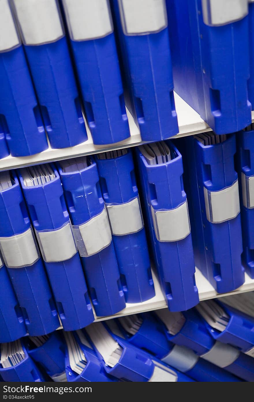 Blue Ring Binders in a mess