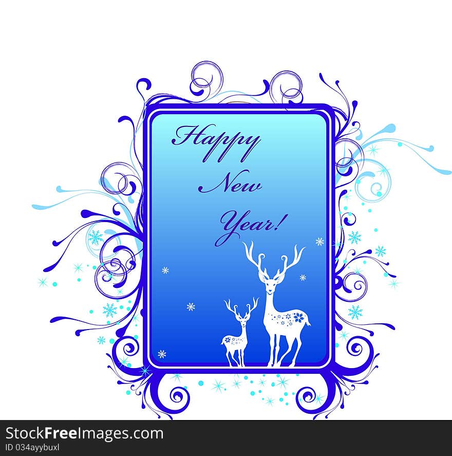 New year card with deers