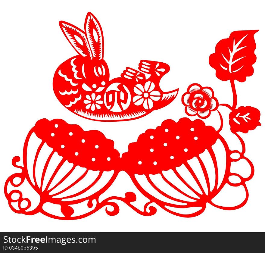 Chinese style of paper cut for year of the rabbit. Chinese style of paper cut for year of the rabbit.