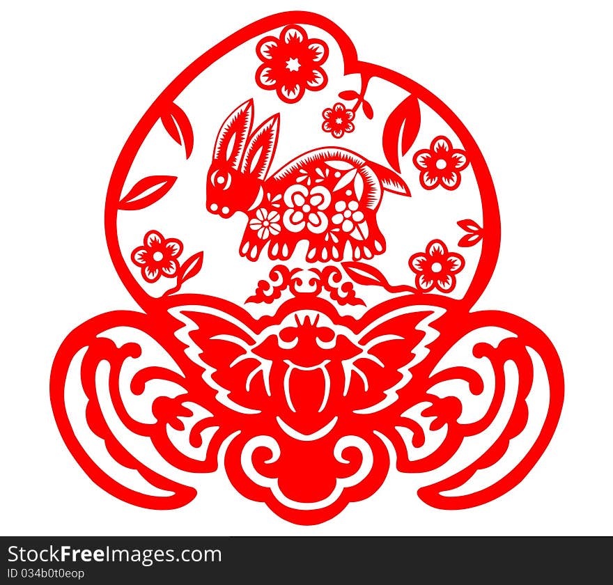 Chinese style of paper cut for year of the rabbit. Chinese style of paper cut for year of the rabbit.