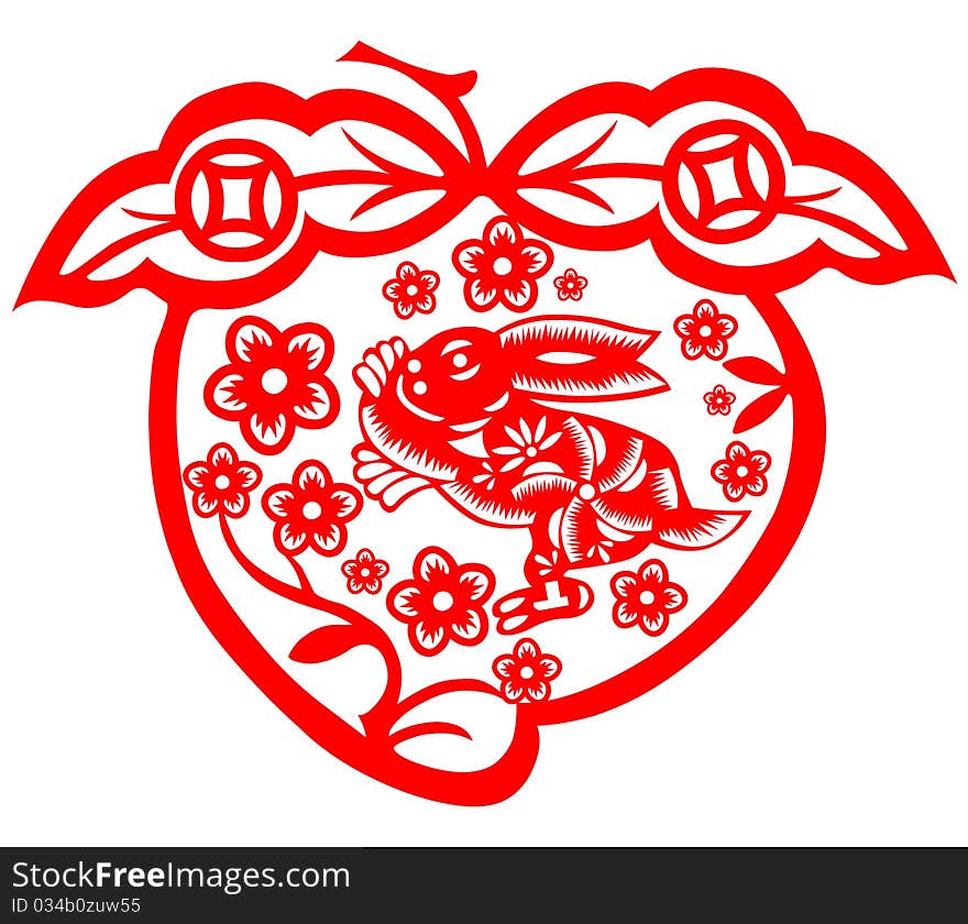 Chinese style of paper cut for year of the rabbit. Chinese style of paper cut for year of the rabbit.