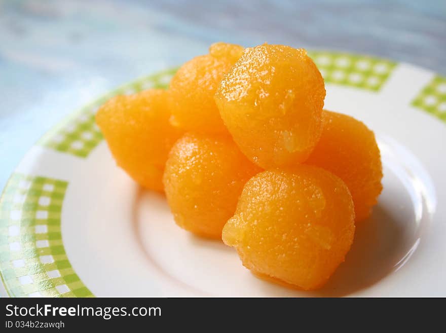 Traditional Thai dessert in the ceramic bowl