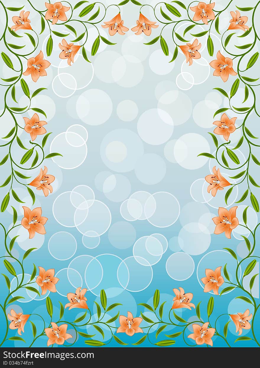 Abstract floral frame. Vector illustration.