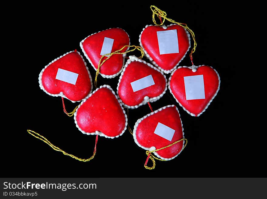 Seven heart shape candys red colour. Seven heart shape candys red colour