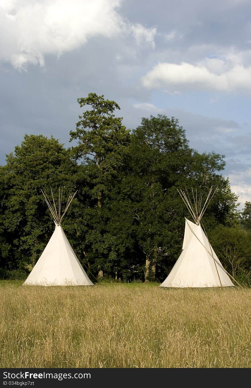 Two tipi's on a camping