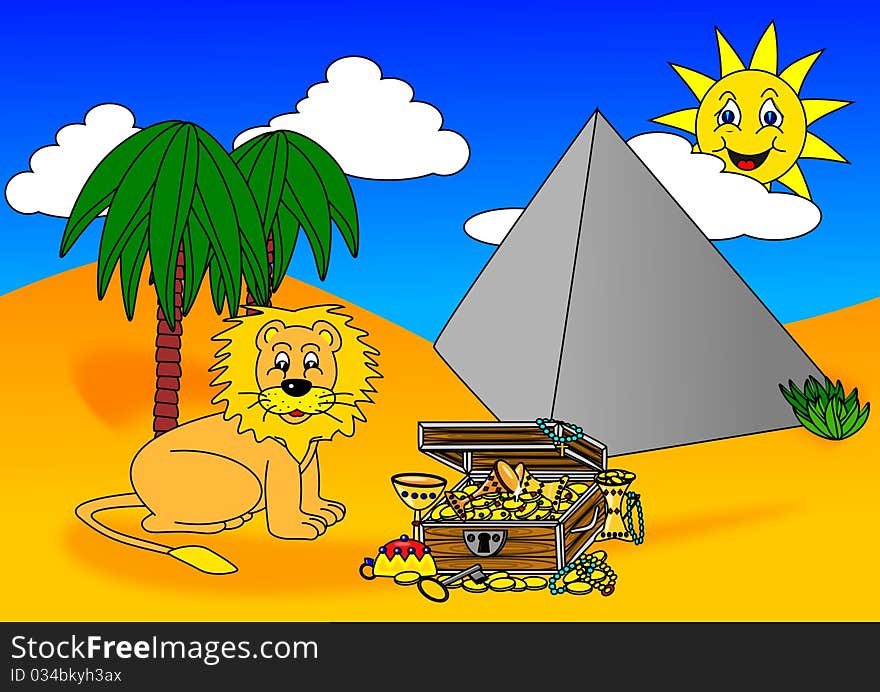 Lion treasure pyramid