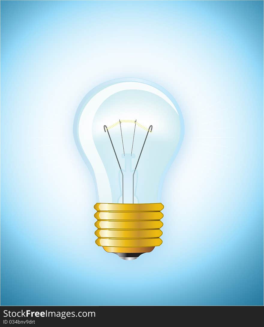 Vector bulb over a blue background