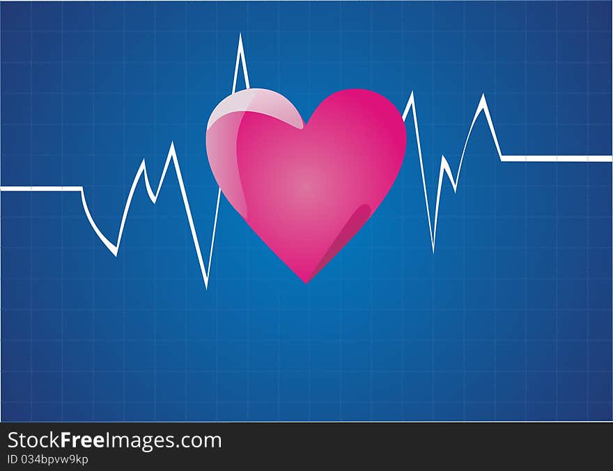 Illustration depicting a graph from a heart beat and a heart. Illustration depicting a graph from a heart beat and a heart.