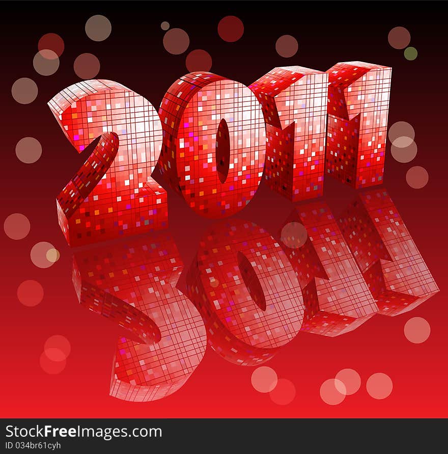 Disco style numbers on a black- red background with reflection. Disco style numbers on a black- red background with reflection.