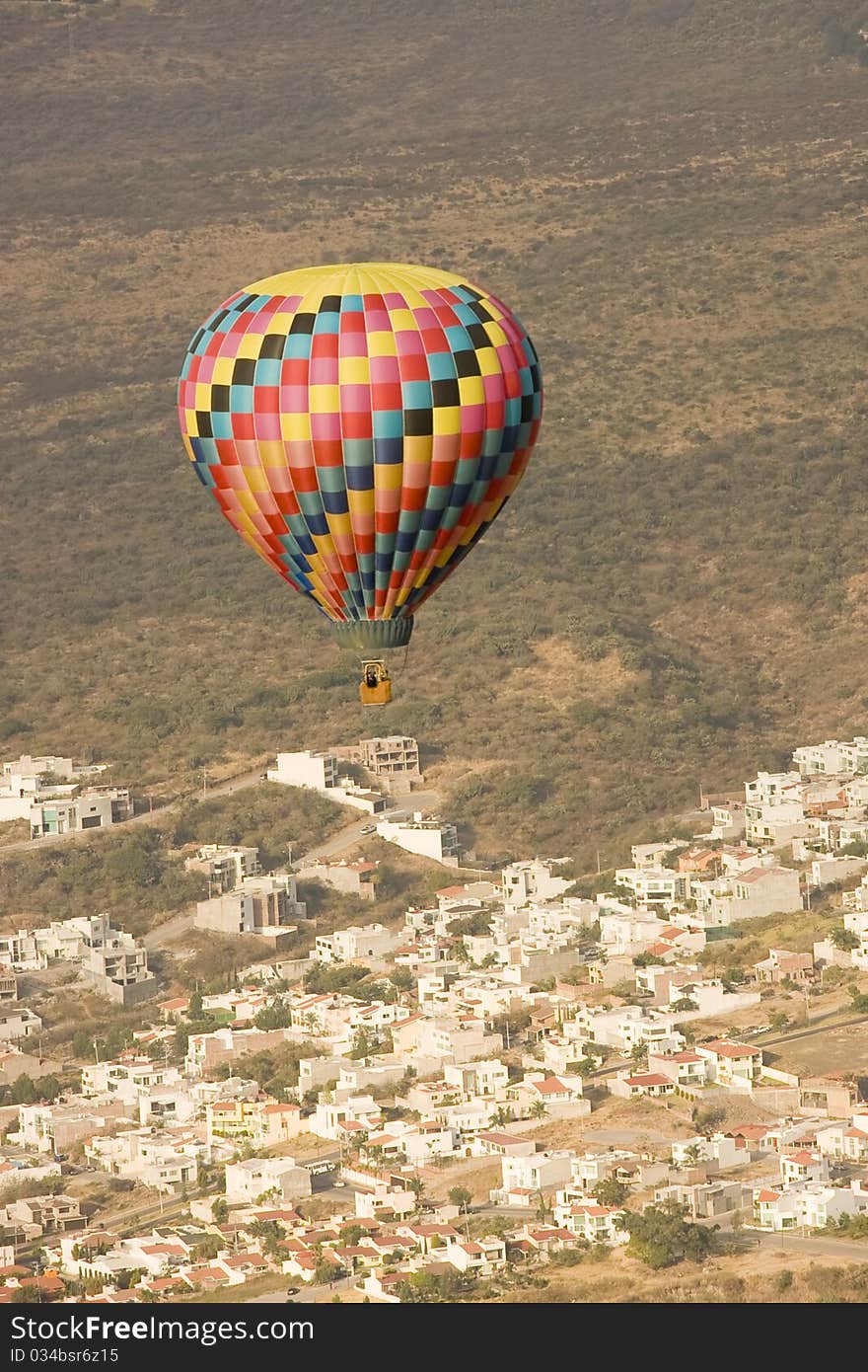 Multi Color Hot Air Balloon In Flight