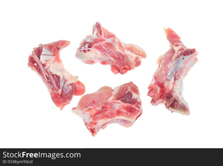 Raw Pork Ribs On A White Background