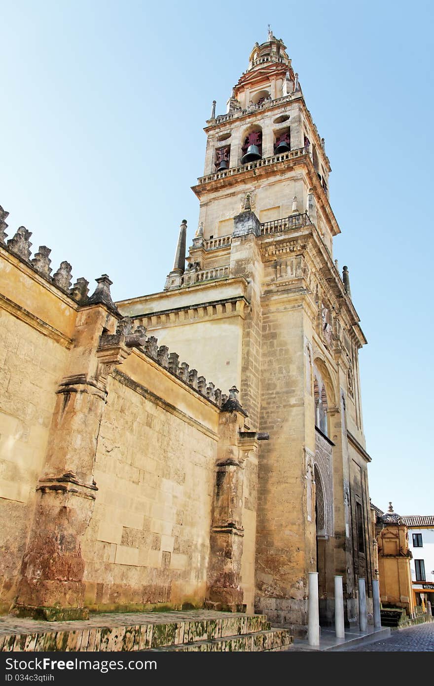 The Mosque Alminar from the outside in Cordoba