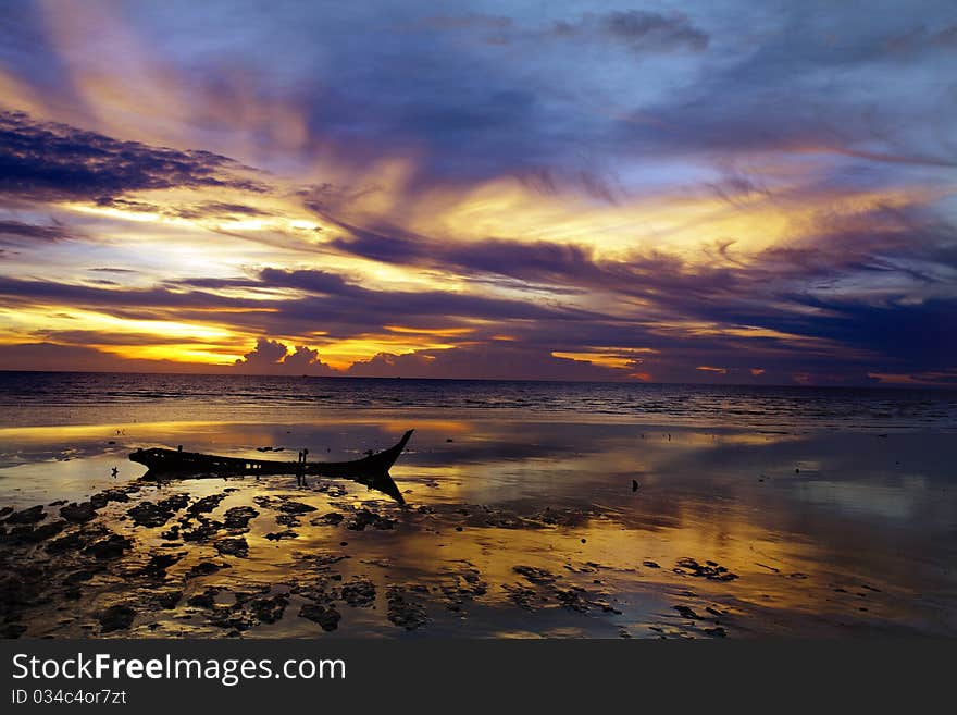 Beautiful sunset at west coast Malaysia