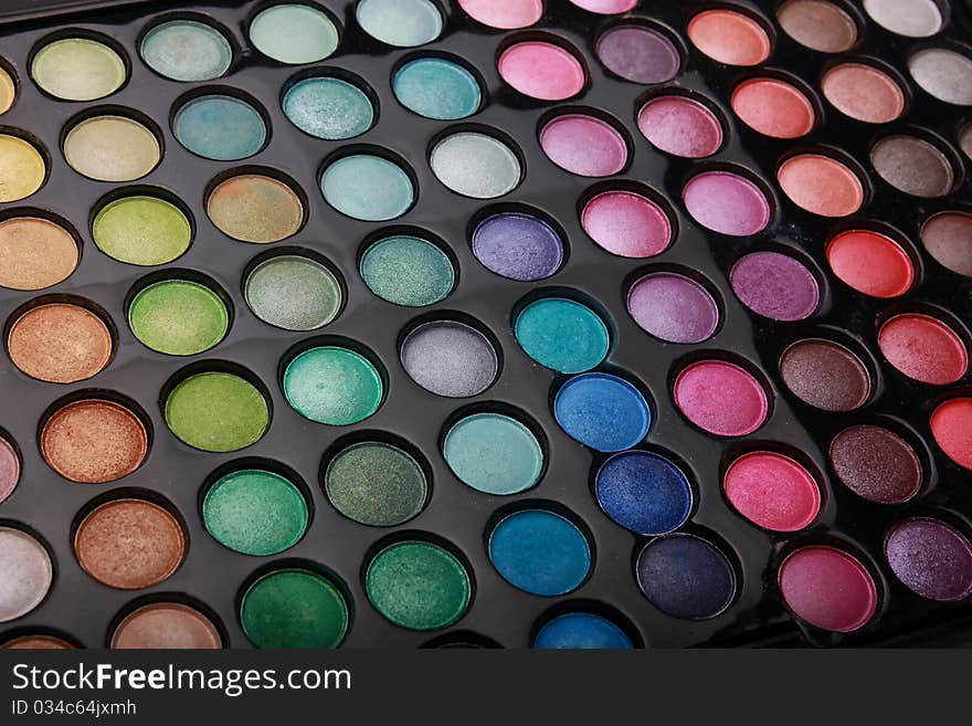 A complete set of colors of shadows for the eyes. A complete set of colors of shadows for the eyes