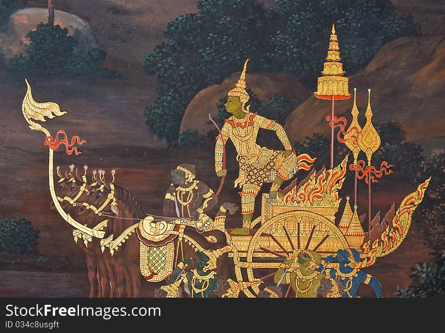 Masterpiece Of Traditional Thai Style Painting Art