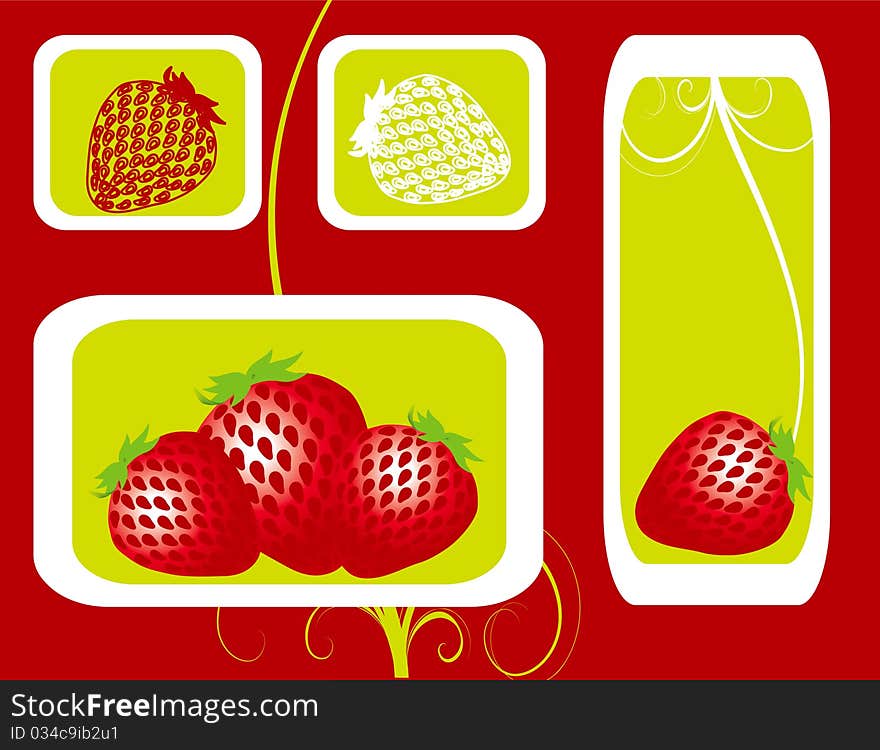 Abstract fruit Illustration strawberry  red