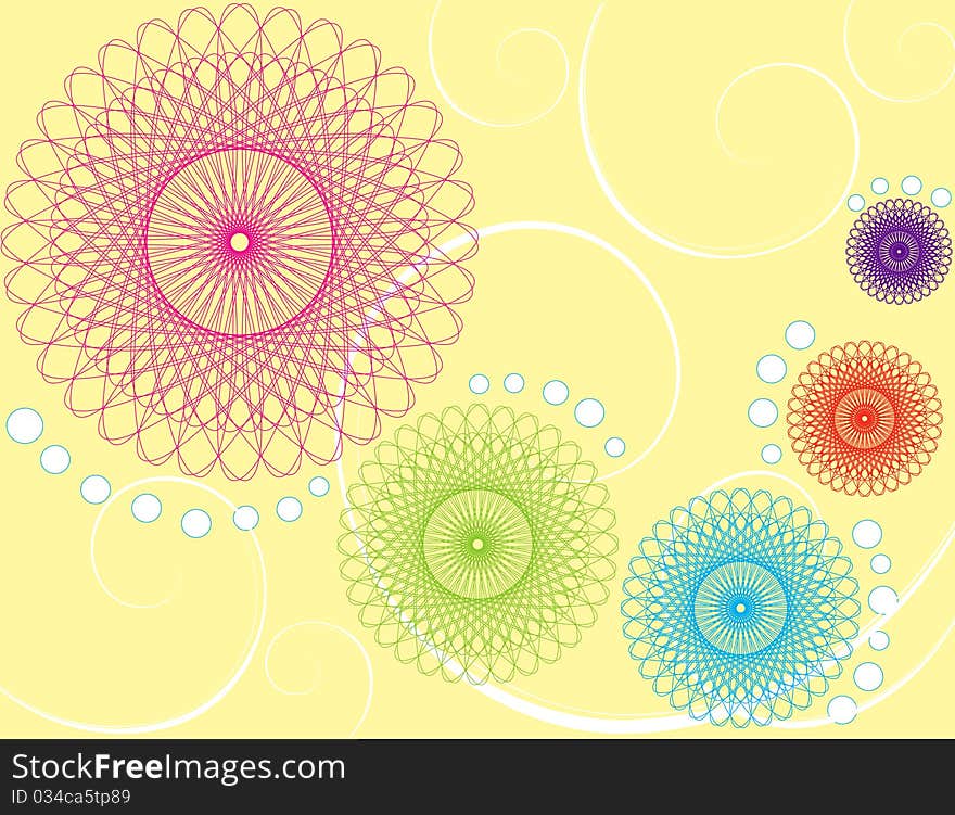 Abstract color illustration pink blue green yellow red