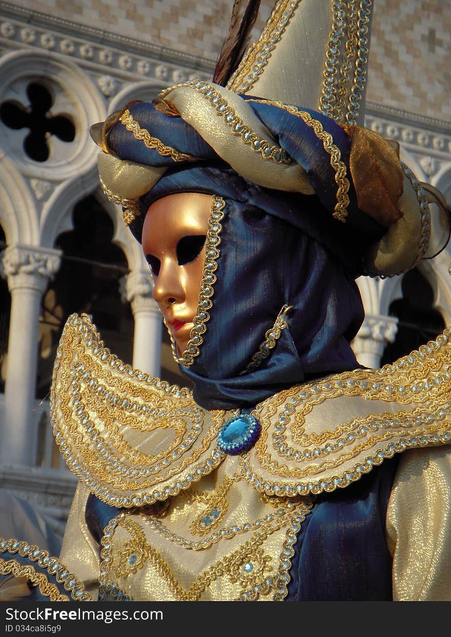 Gold woman at carnevale in venice