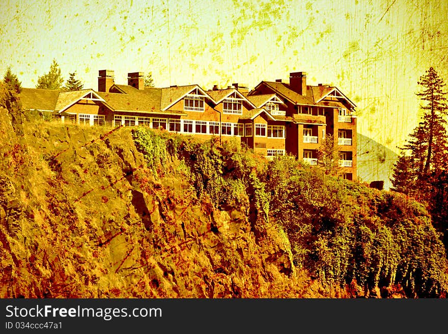 Vintage houses on a old background