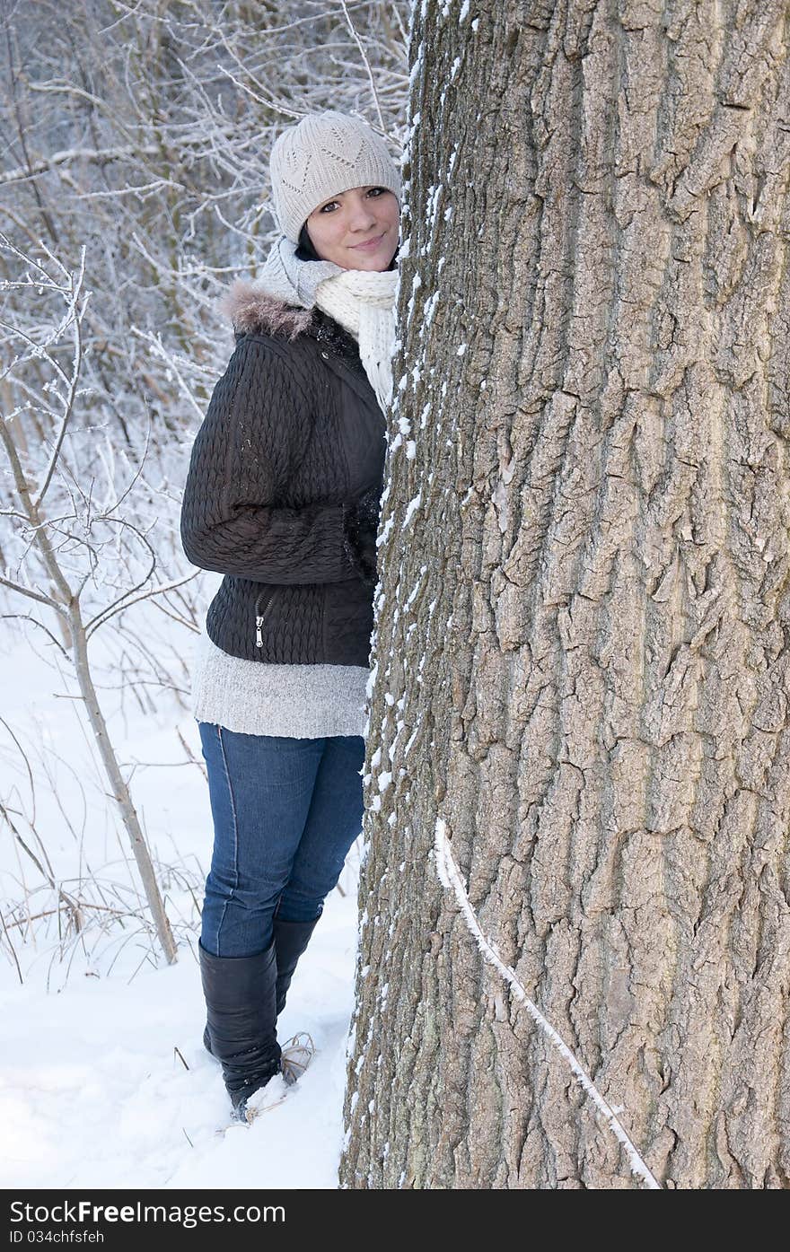 Girl Enjoying Winter Walk