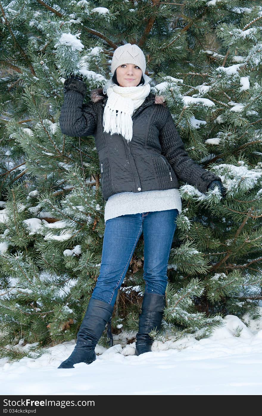 Girl enjoying winter walk