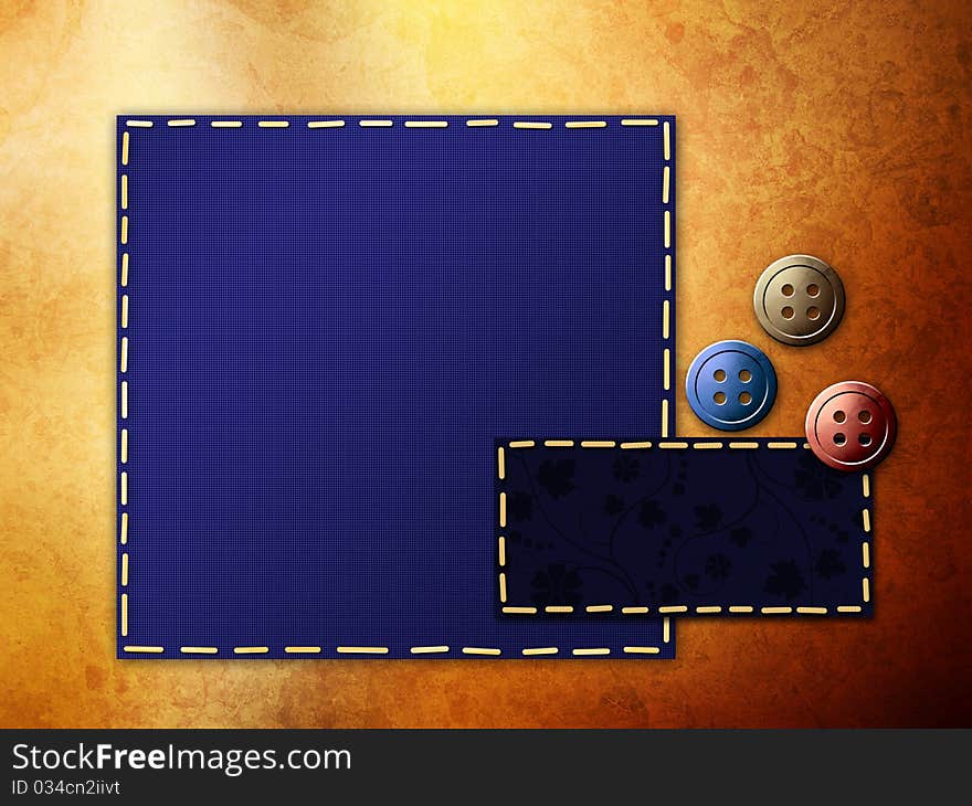 Cloth fabric background with buttons, raster artwork