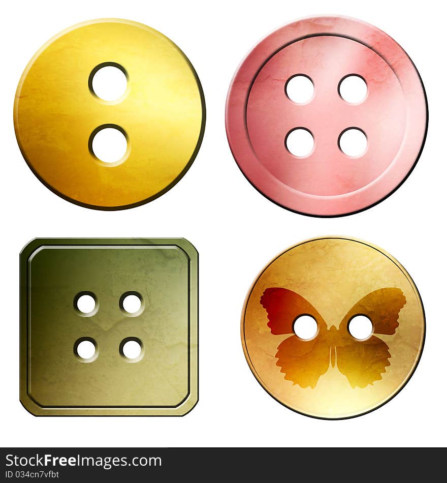 Four buttons isolated on white, raster artwork