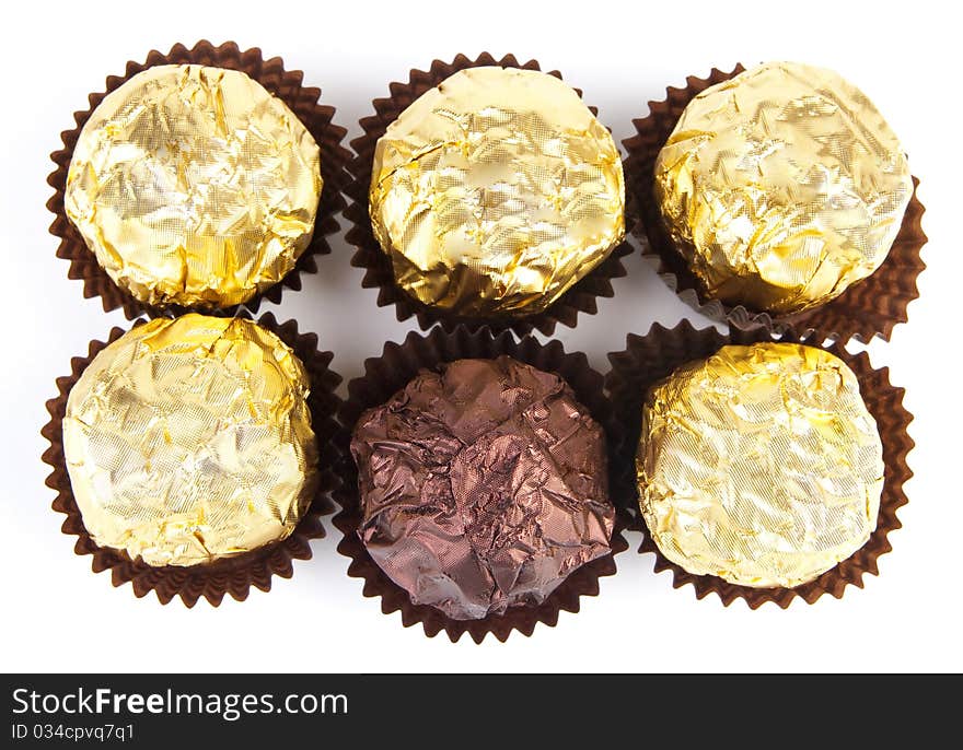 Chocolate desserts with white background