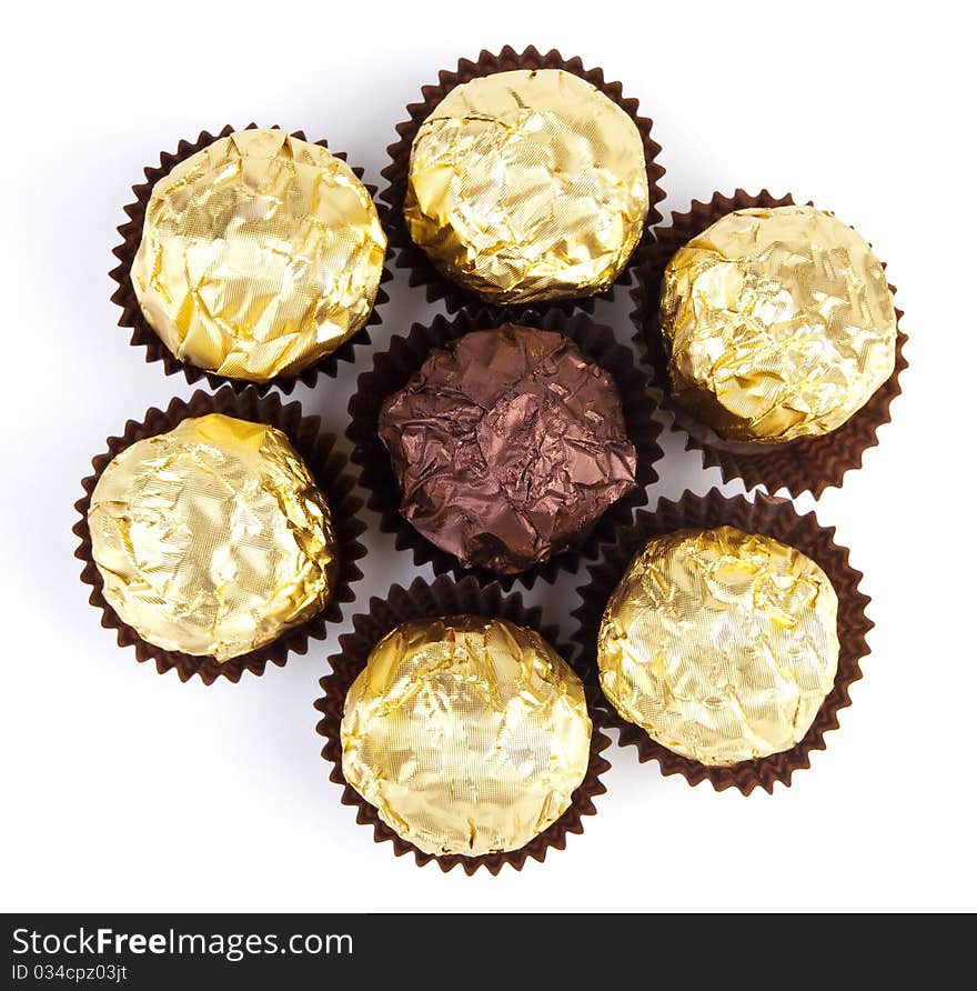 Chocolate dessert isolated on white