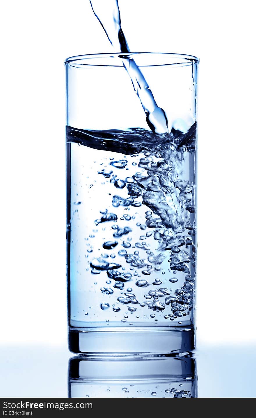 Pure water is poured in a glass