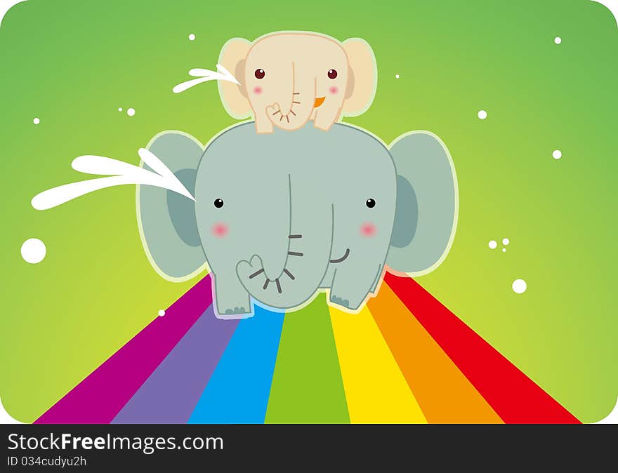 Illustration of Elephant on the rainbow