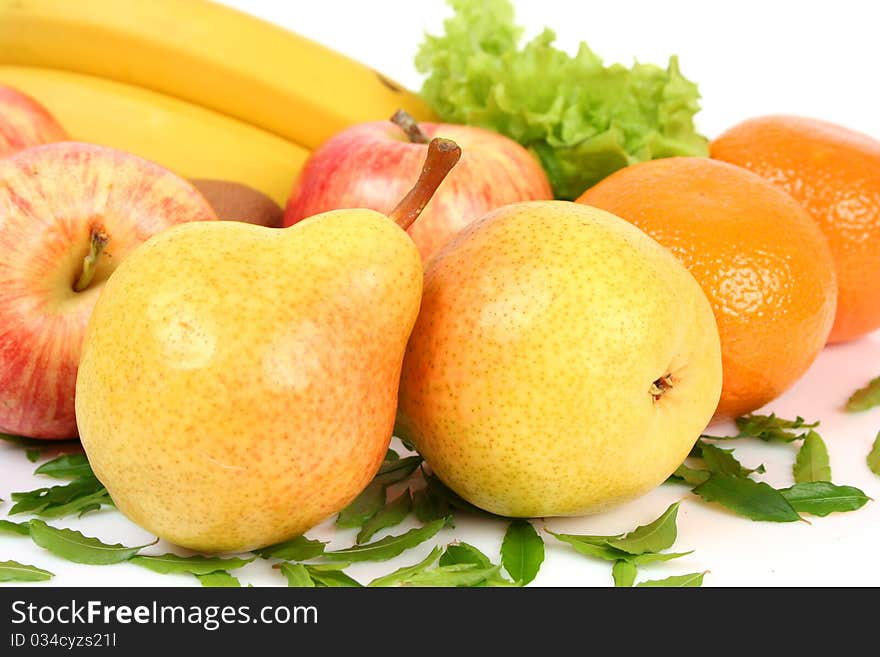 Fresh fruit on a white background