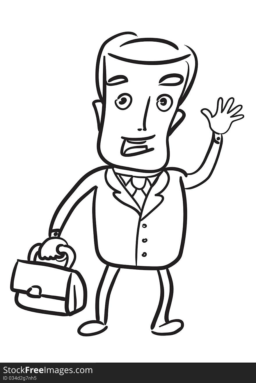 Cute businessman with briefcase