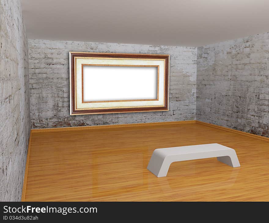 Empty gallery with picture frame