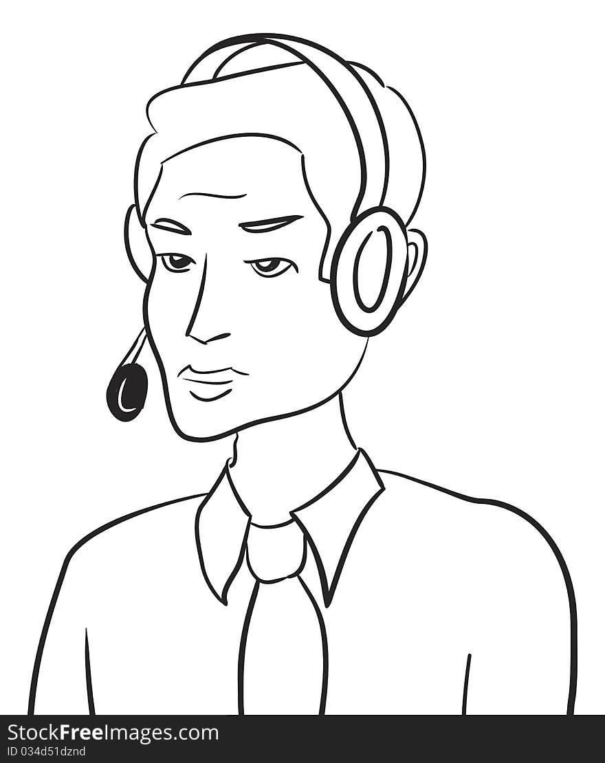 Customer support man talking with headset