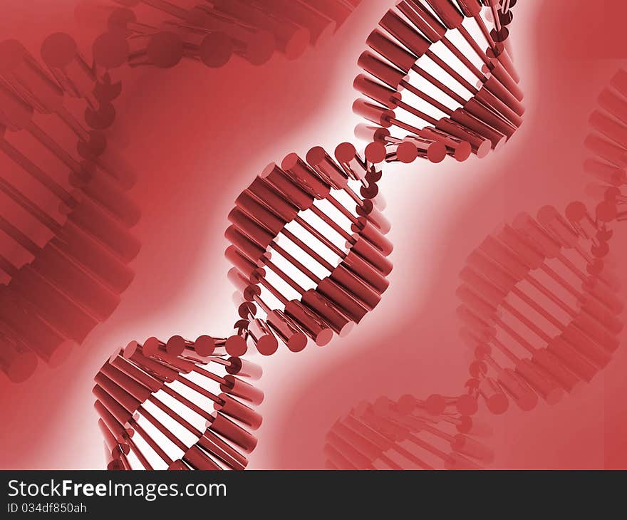 Digital illustration of dna structure in 3d on COLOR background