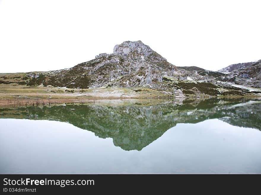 Mountain reflected at the water