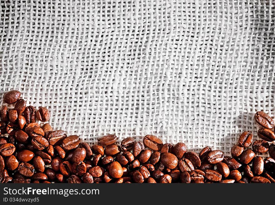 Coffee beans background on texture