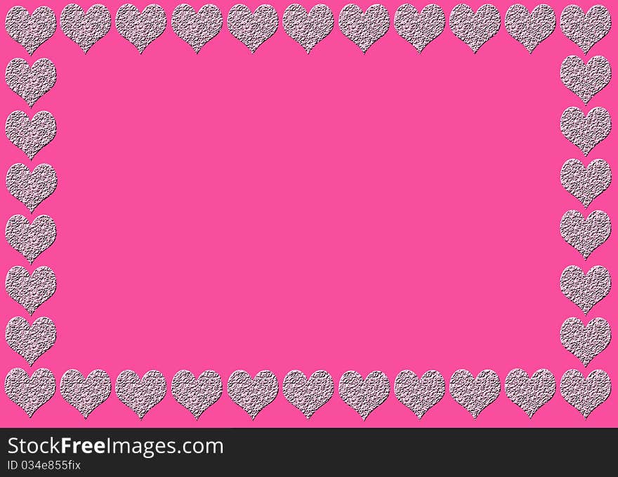 Pink abstract hearts design on pink background with room in middle for text