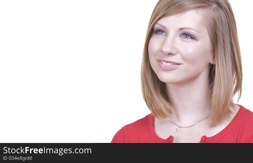 Smiling Woman On White