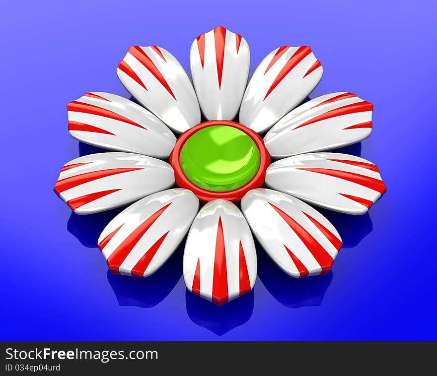 Ceramic Flower On Blue Background