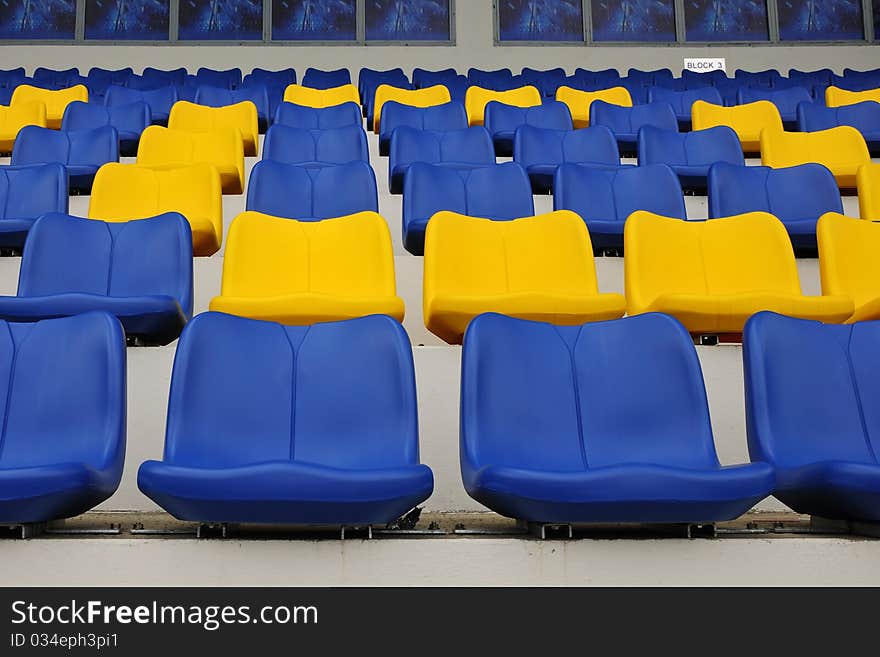 Stadium seats at football stadium