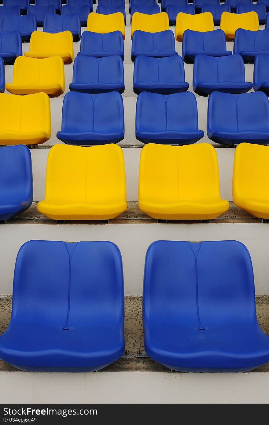 Stadium seats at football stadium