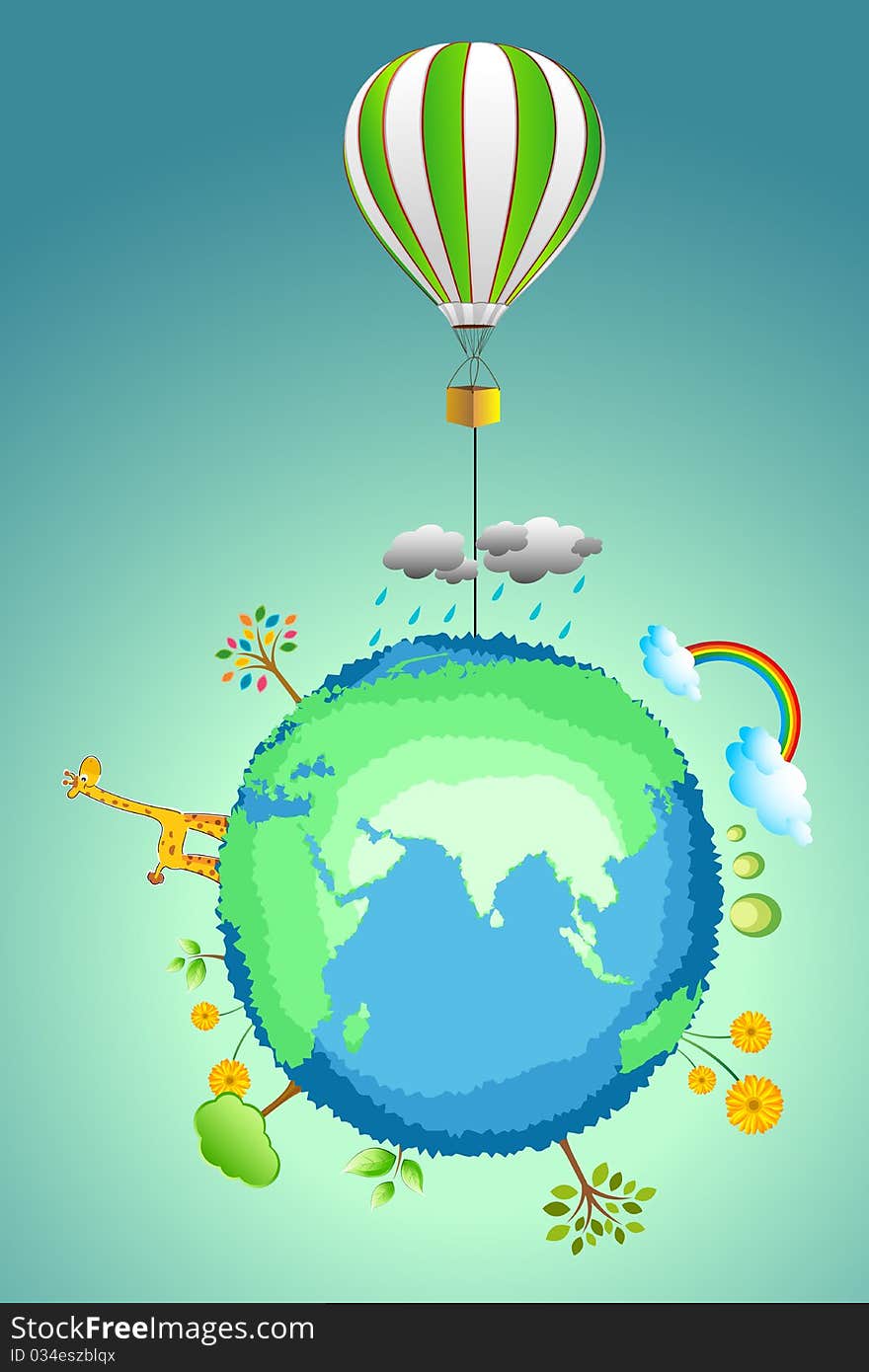 Illustration of earth with parachute