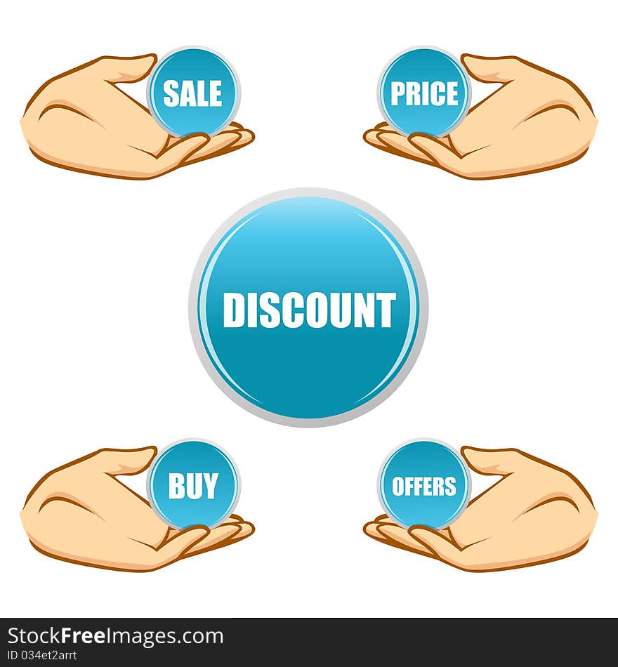 Illustration of sale and discount tags on white background