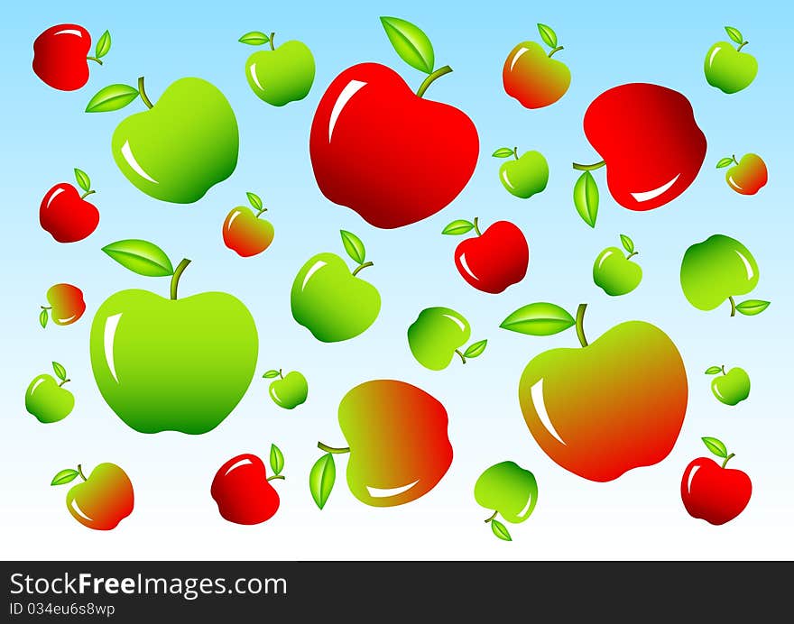 Green and red apples