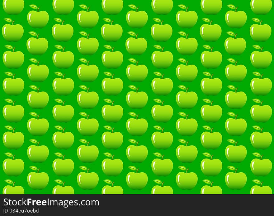 Green wallpaper with green apples