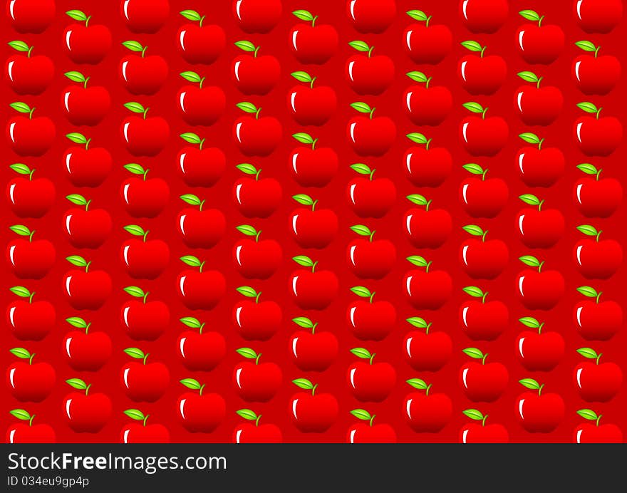 Red wallpaper with red apples