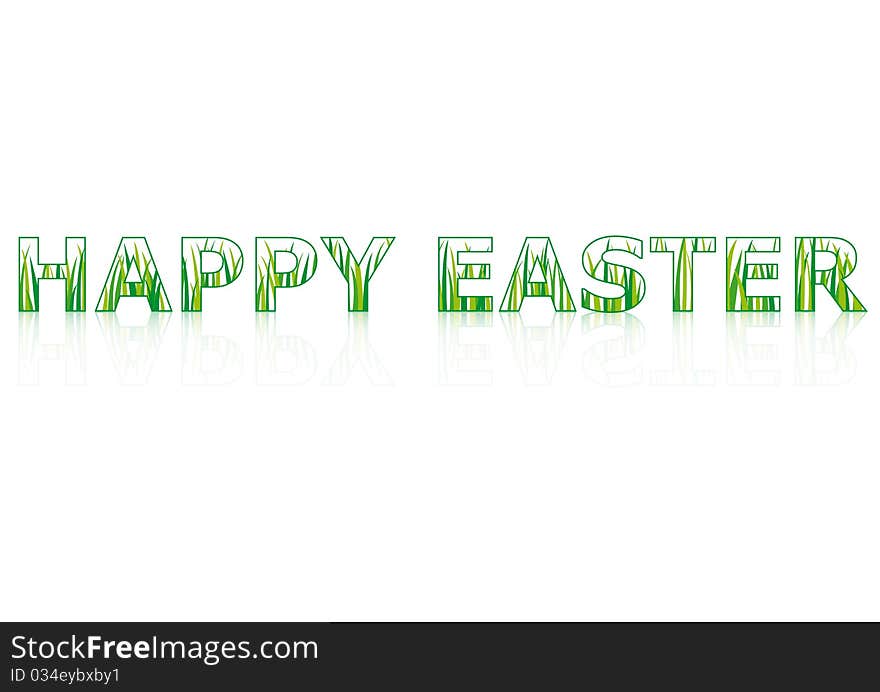 Wish you happy easter! Lettering with grass background