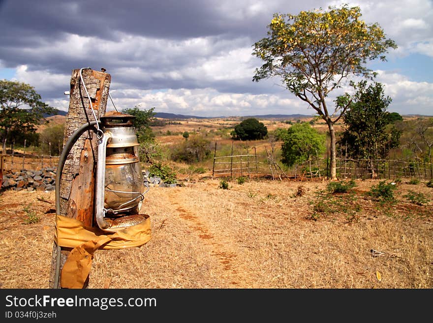 Traditional lantern in the small village in Madagascar